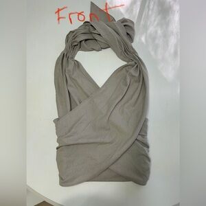 COMMENSE BRAND Criss/Cross khaki tan halter wrap top size XS